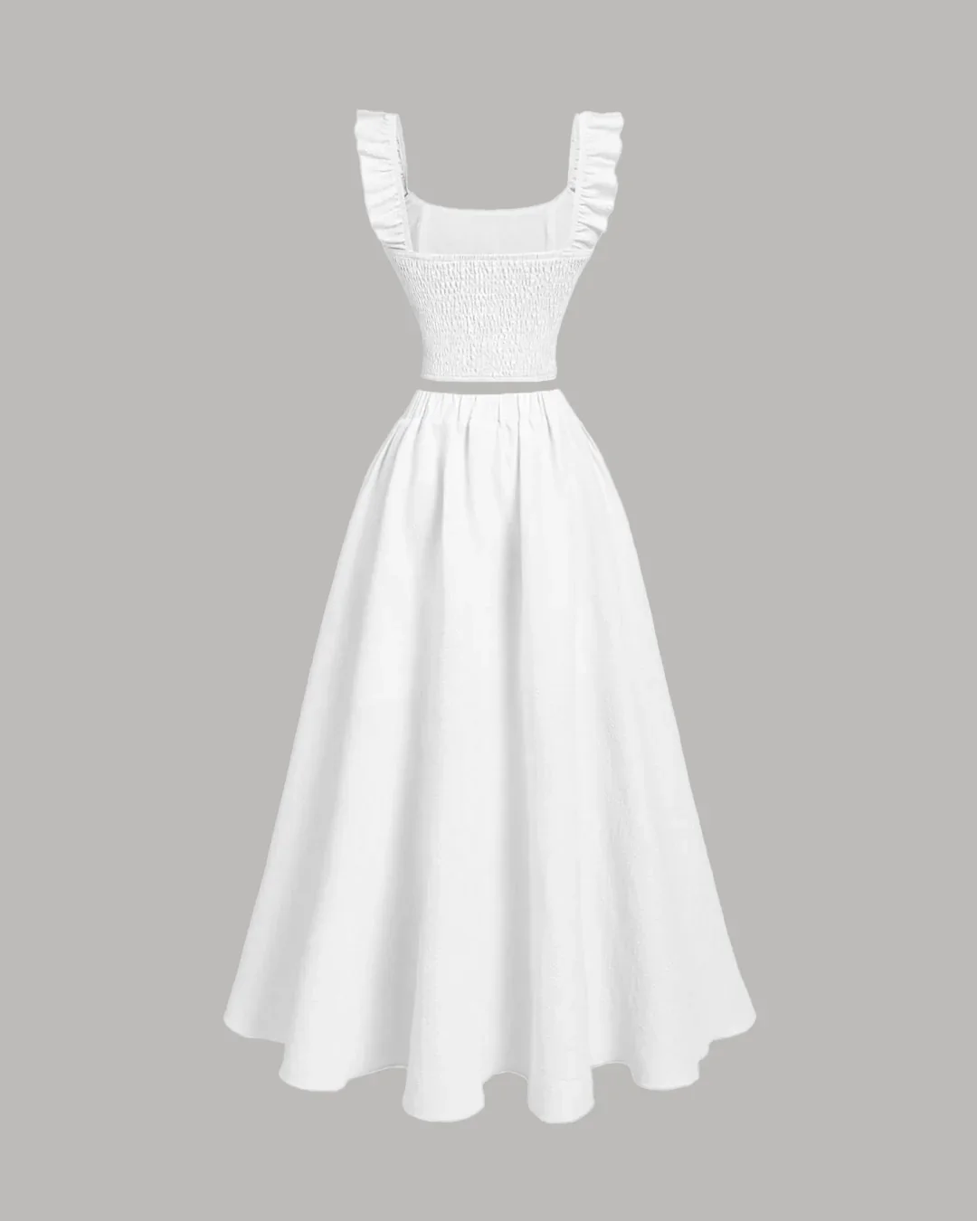 Vintage Style Sleeveless Off White Top And Skirt Set - Image 2