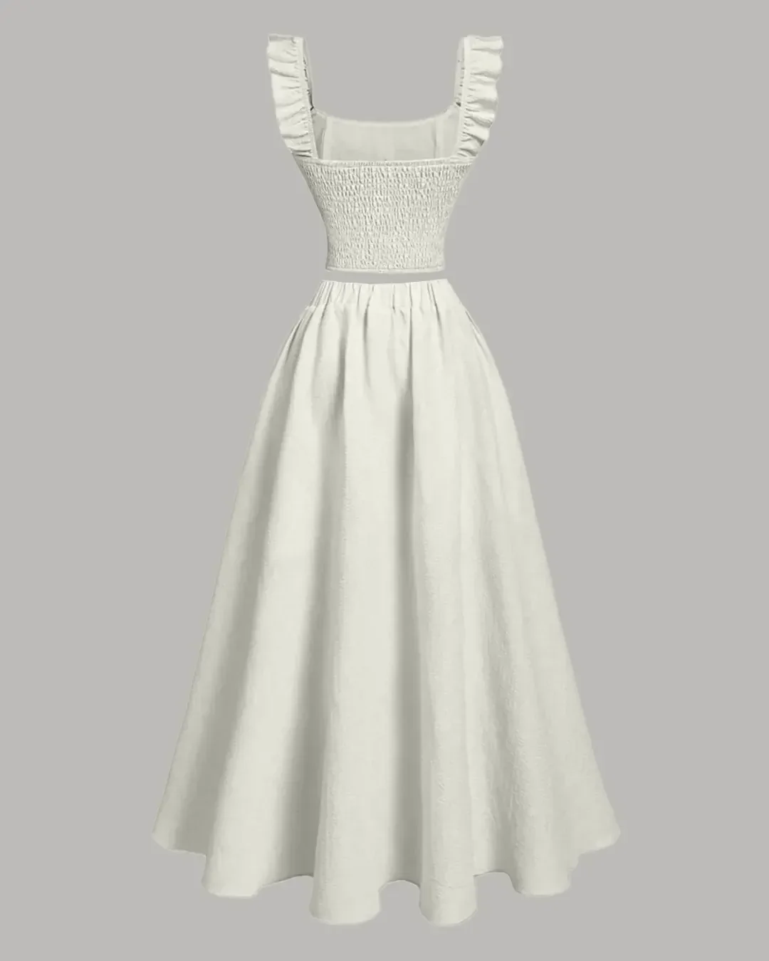 Vintage Style Sleeveless Top And Skirt Set in Beige - Image 2