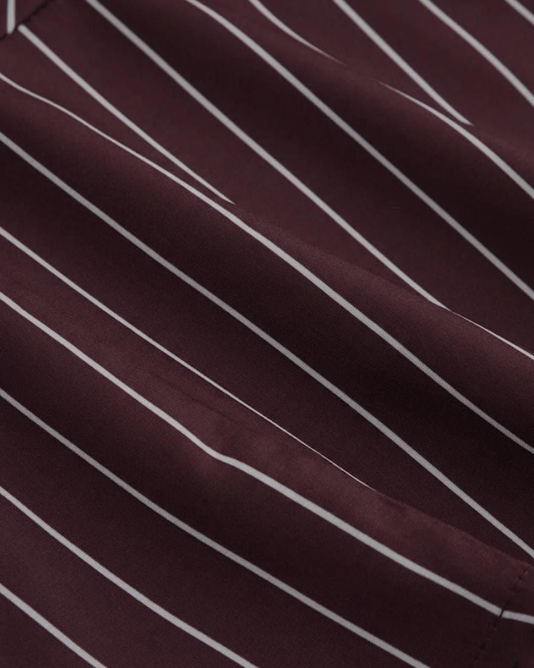Vintage Style Striped Pinstripe Peplum Top in Wine - Image 3