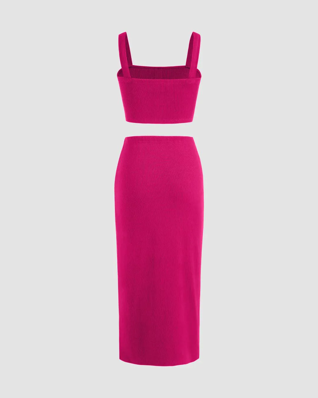 Welcome Summer Set Of Two Crop Top And Skirt In Hot Pink - Image 2