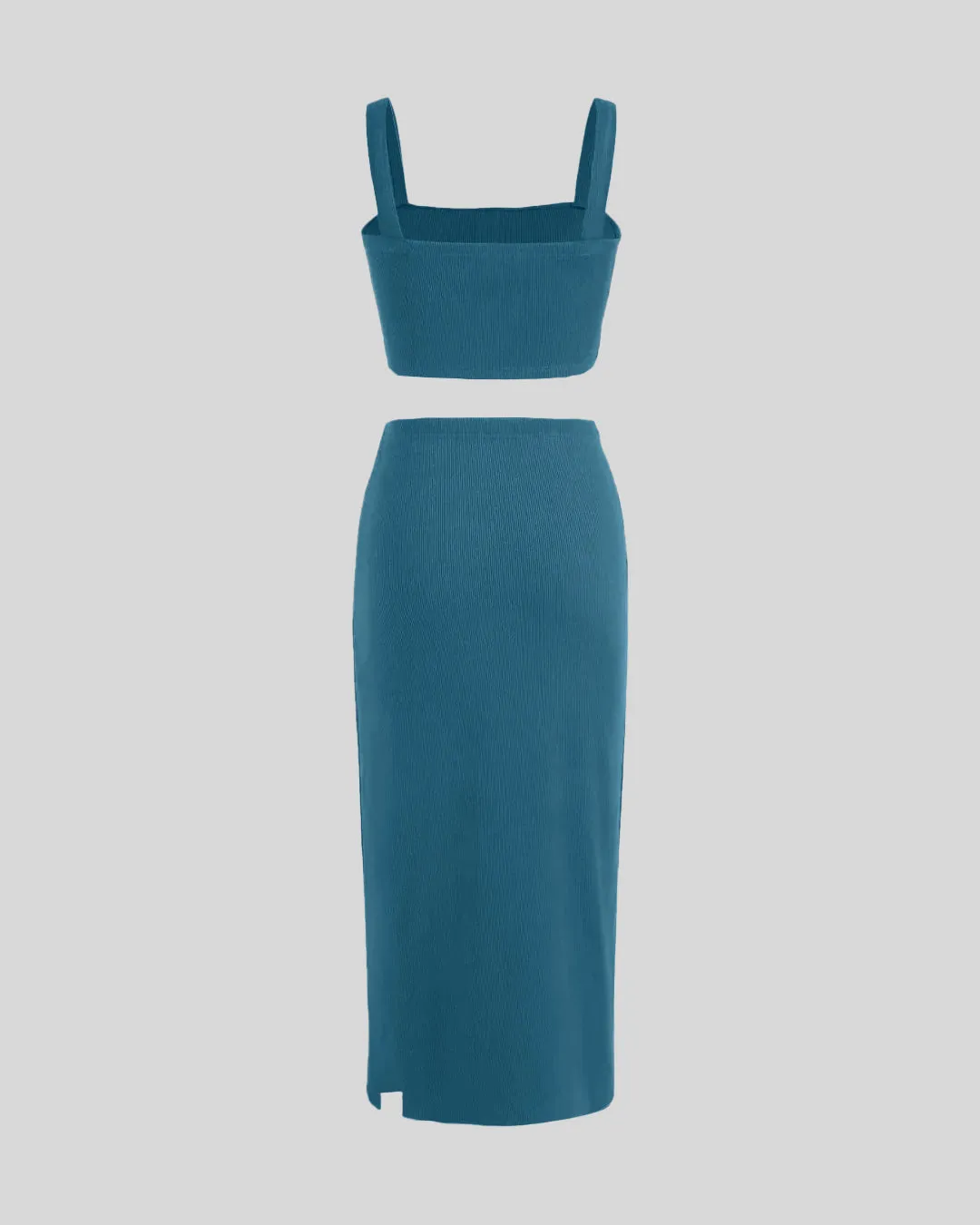 Welcome Summer Set Of Two Crop Top And Skirt In Teal Blue - Image 2