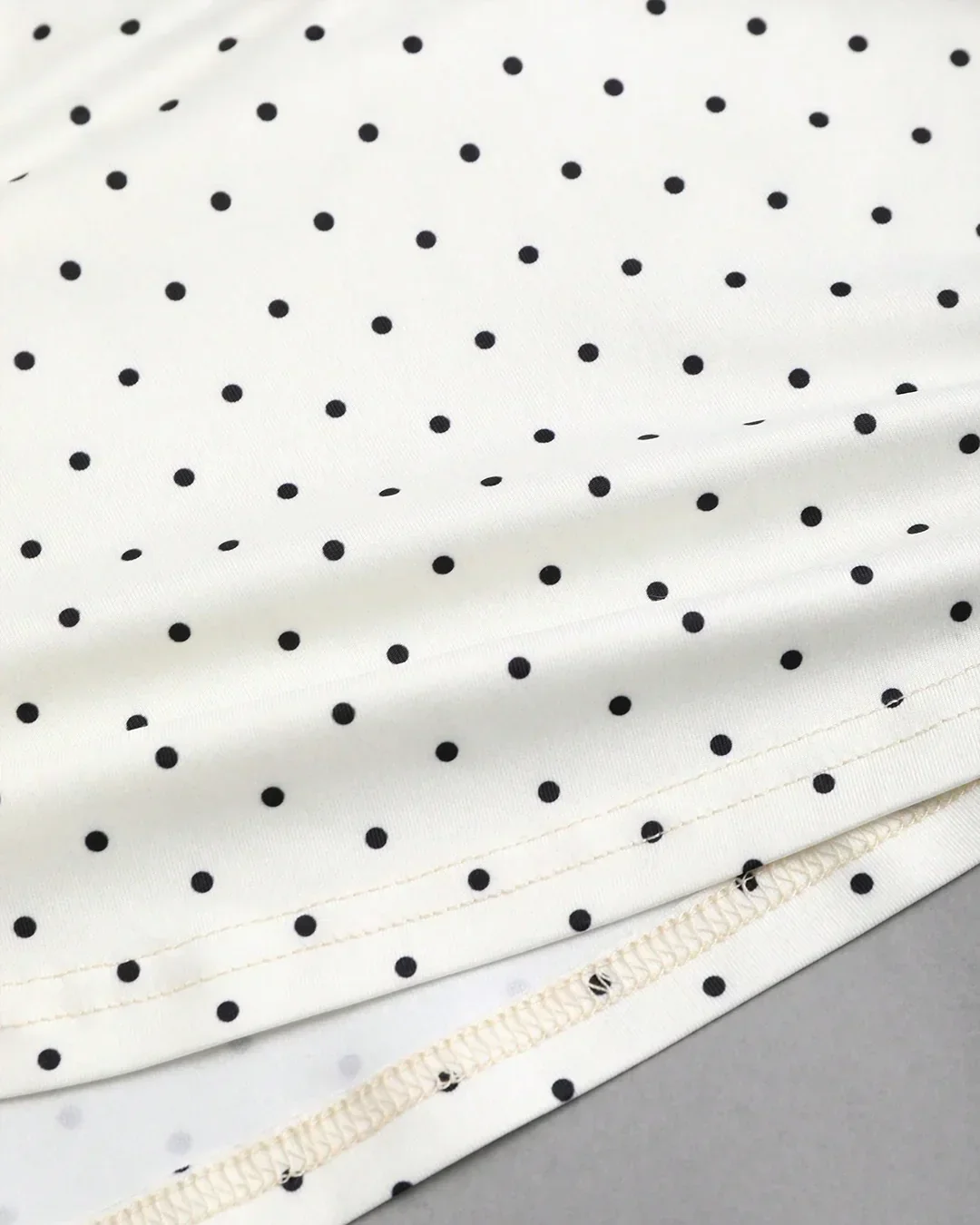 Strapless Ruched Polka Dot Tie-Up Top in White and Black - Image 3