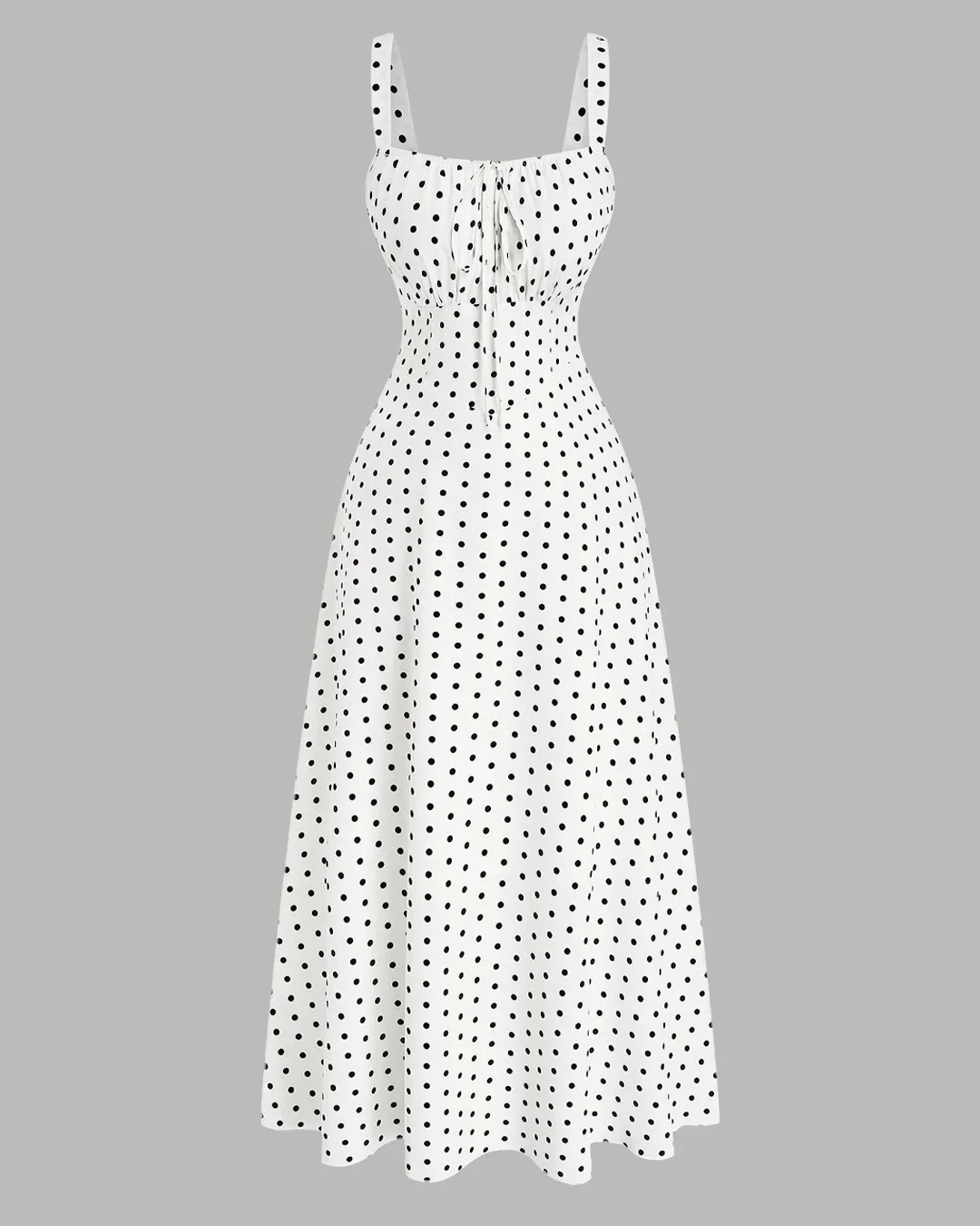 Polka Dot Sleeveless Maxi Dress in White