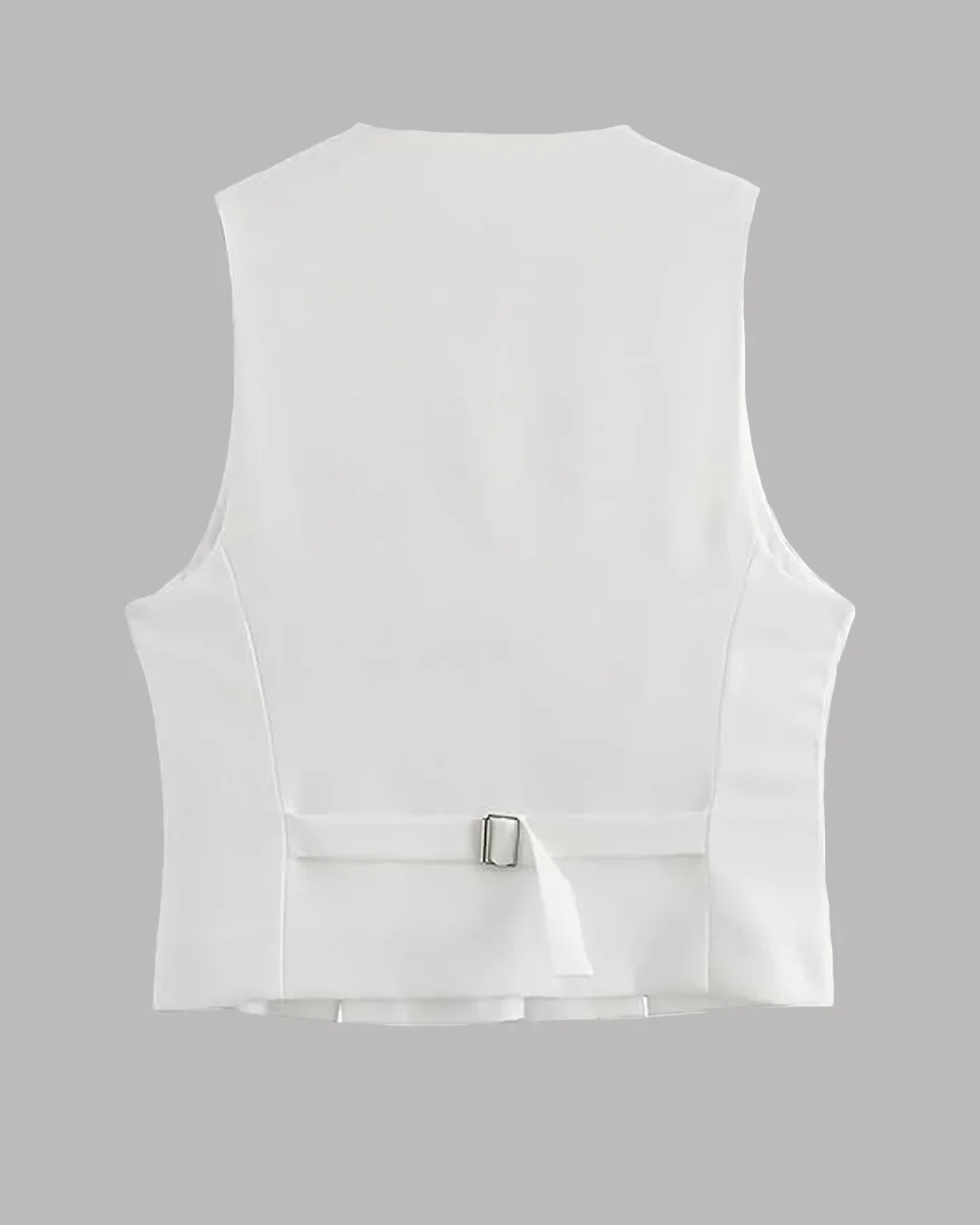 White Tailored Button Down Vest Top - Image 2