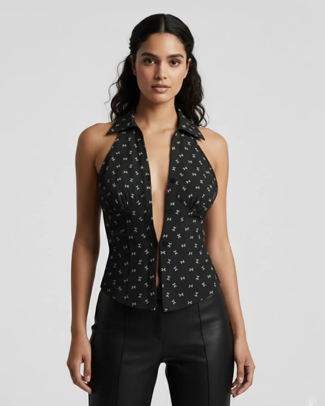 Women’s Sleeveless Collared Casual Top - Image 3