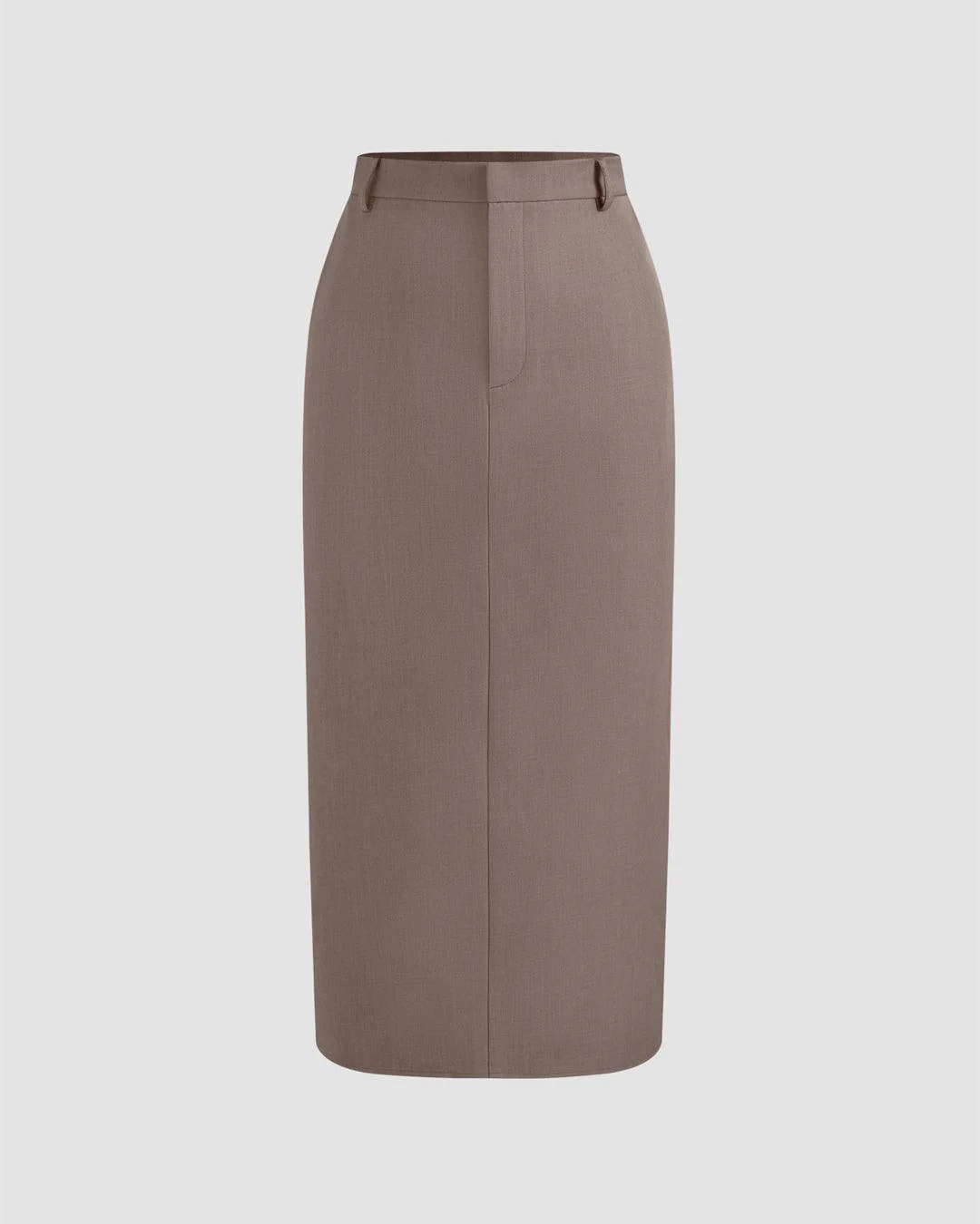 Woven Boat Neck Solid Tank Top & High Rise Split Maxi Skirt In Cappuccino - Image 4