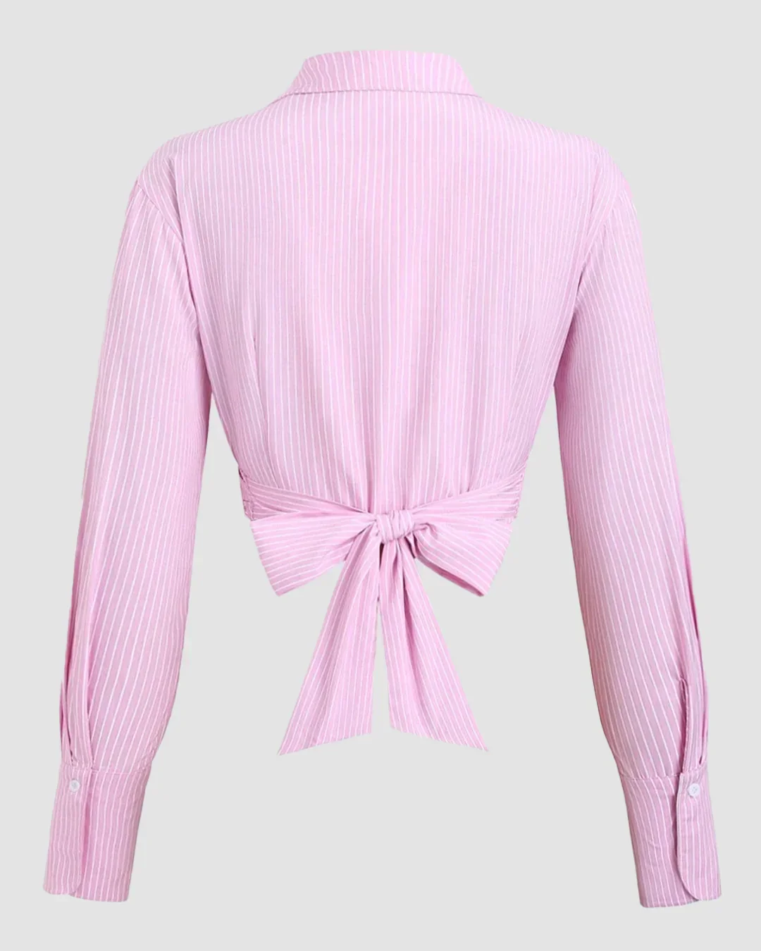 Wrap Tie Collared Long Sleeve Top - Image 2