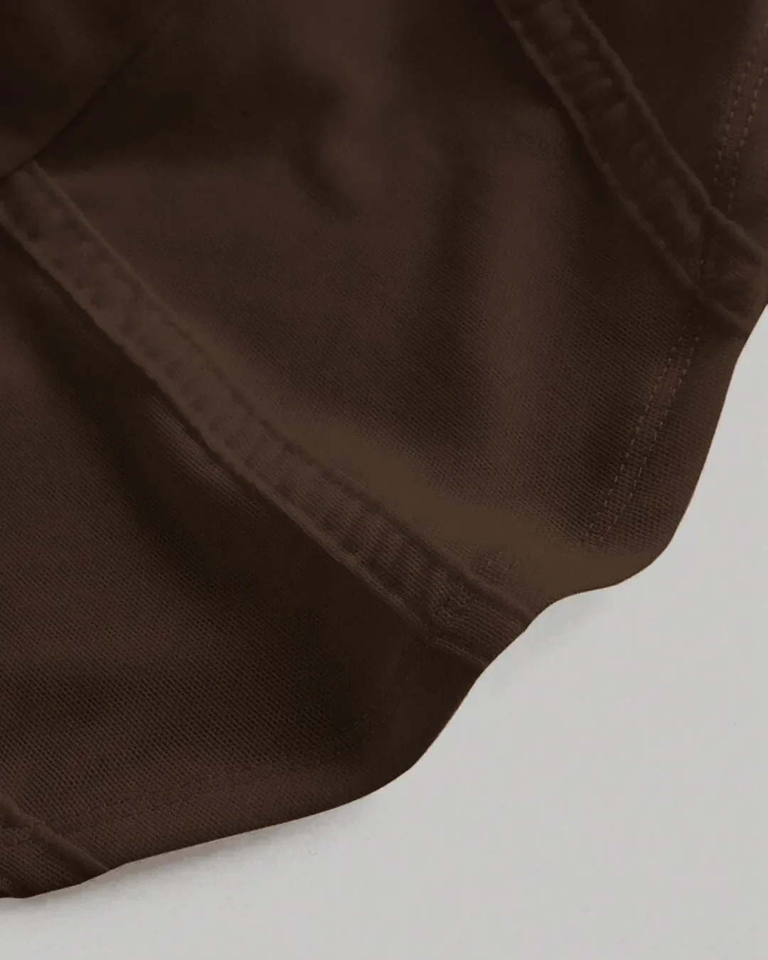 Y2K Solid Ruched Mesh Cami Coco Brown - Image 3