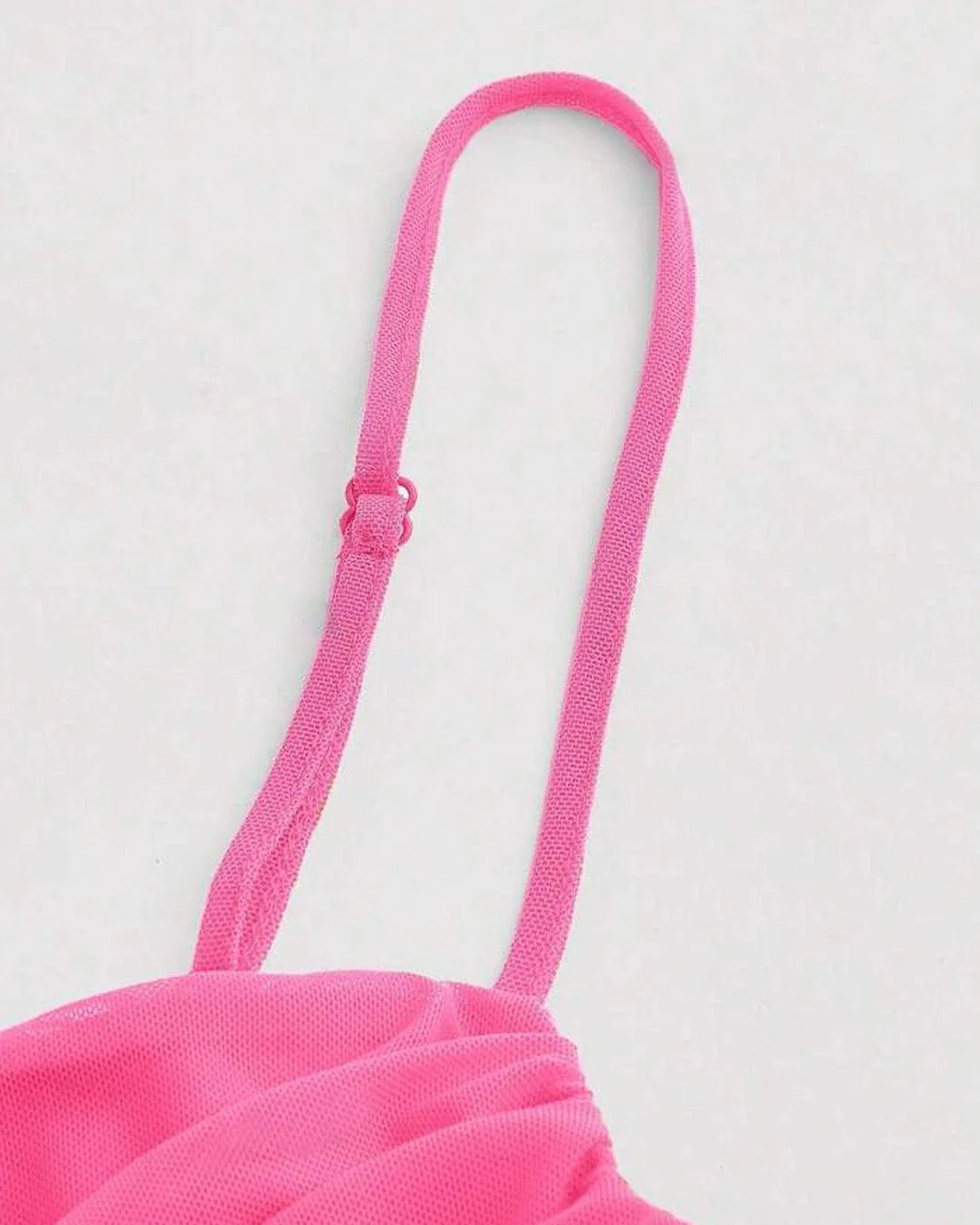 Y2K Solid Ruched Mesh Cami Hot Pink Top - Image 3