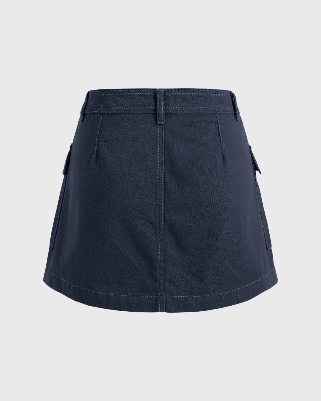 Y2K Trending Utility Skirt In Dark Blue - Image 2
