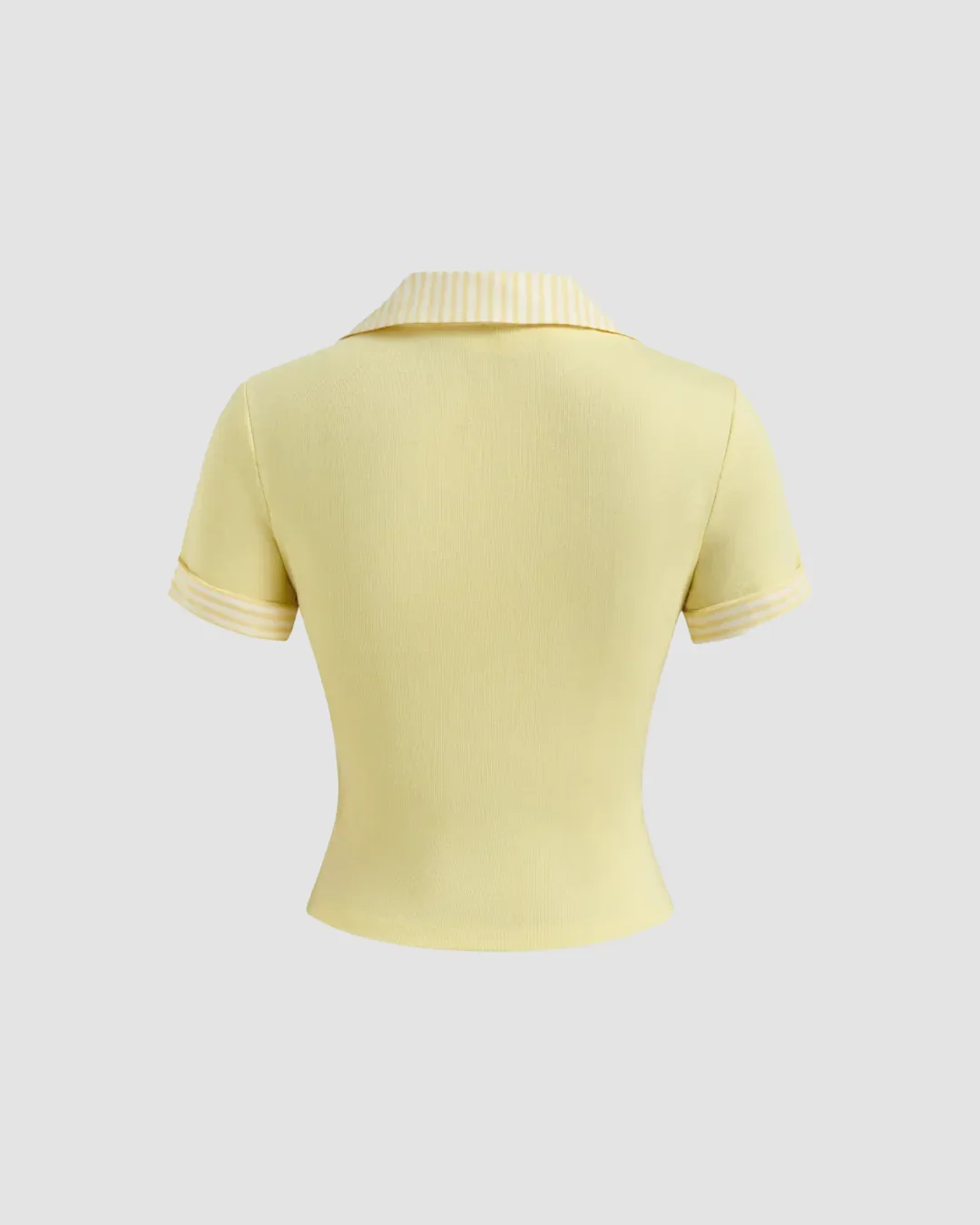 Collared Neck Stretch Short Sleeve Polo T Shirt in Yellow - Image 3
